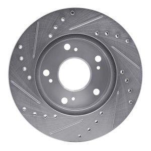 Acura RSX Brake Rotor (1) - Front Right - R1 Concepts - Drilled & Slotted - Silver - `02-`15
